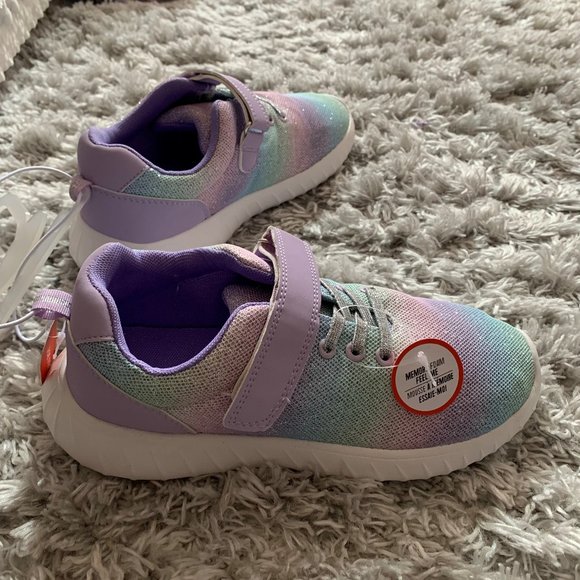 Joe Fresh (Girls) Size 4 Sneakers (NWT) - sparkly aqua/lavender/pink - Picture 1 of 5